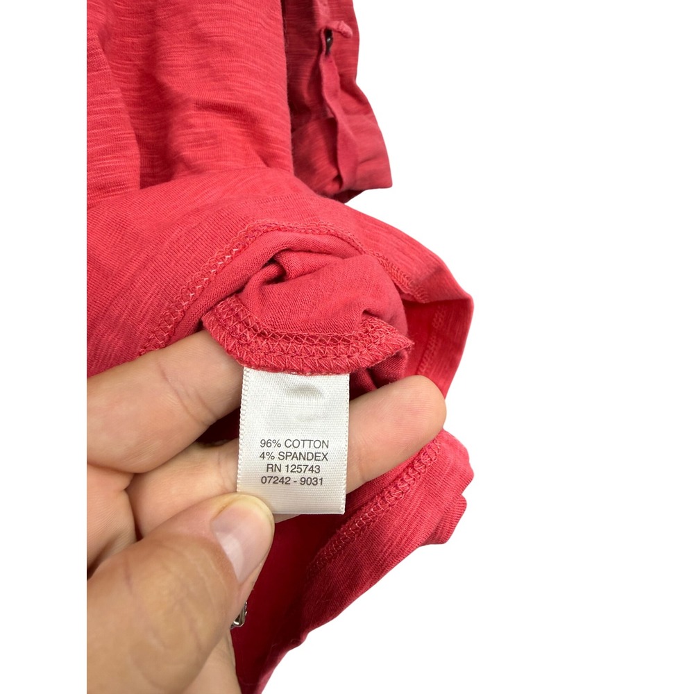 Christopher & Banks Womens XL Red Slub Knit Henley 3/4 Roll Tab Sleeve Top NWT - Picture 3 of 6
